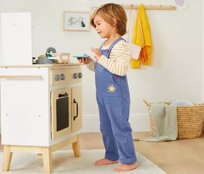 Комплект из комбинезона и рубашки Tchibo, топ в желто-белую полоску