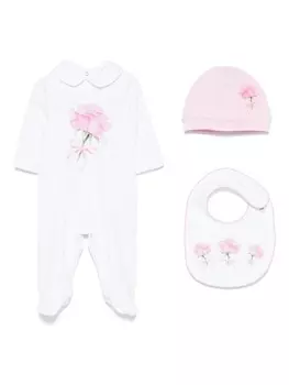 Комплект из комбинезона, шапки и нагрудника Monnalisa, белый