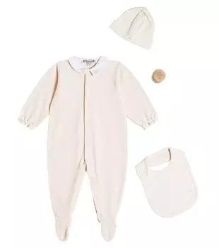 Комплект из комбинезона, шапочки и нагрудника для младенцев Bonpoint, цвет pale pink