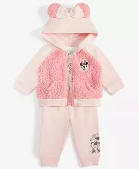 Комплект из куртки с капюшоном, боди и штанов с Минни Маус для девочек Disney, розовый