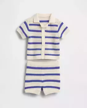Комплект из мягкой хлопковой трикотажной кофточки и шорт для мальчика Gap, синий