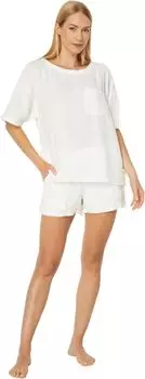 Комплект из мятой хлопковой футболки и шорт Malibu Collection Sun Soaked Barefoot Dreams, цвет Sea Salt