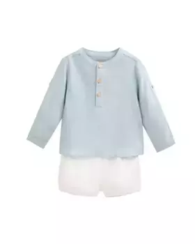 Комплект из небесно-голубой рубашки и белых шорт для малыша Dadati, синий