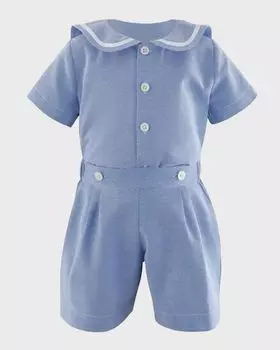 Комплект из оксфордского матросского топа и шорт для мальчика, размер 6–24 м Rachel Riley, цвет Blue