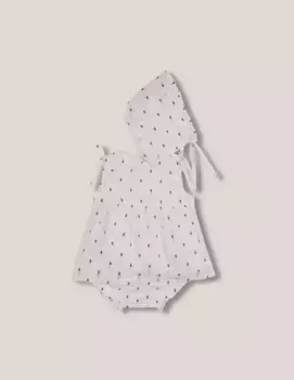 Комплект из платья и подгузника для девочки с соответствующим чепчиком Gocco, белый