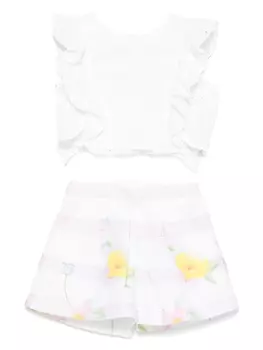 Комплект из платья и шортов с английской вышивкой Lapin House, белый