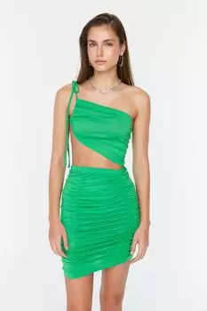 Комплект из пляжной блузки и пляжной юбки Green Gather Trendyol, зеленый