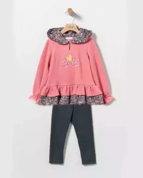 Комплект из плюшевой толстовки и леггинсов для девочки Coco Acqua, розовый