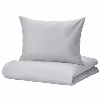 Комплект из пододеяльника и наволочки Ikea Nattsvarmare, 2 предмета, светло-серый