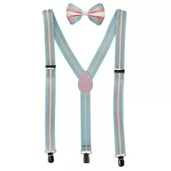 Комплект из полосатого галстука-бабочки и подтяжек Trans Pride CTM, синий