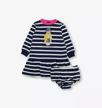 Комплект из полосатого хлопкового платья и панталон на возраст 3-24 месяца Polo Ralph Lauren, мультиколор