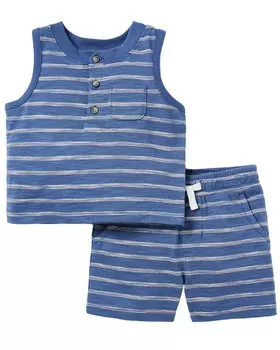 Комплект из полосатой ткани Janie and Jack Baby Slub, синий