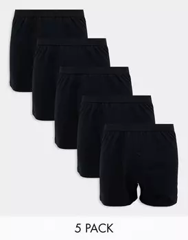 Комплект из пяти черных боксеров из джерси ASOS DESIGN