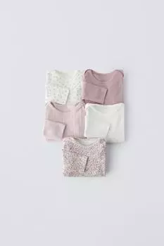 Комплект из пяти цветочных боди ZARA, цвет Pink/Mauve