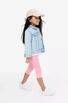 Комплект из пяти хлопковых леггинсов-капри H&M, фиолетовый