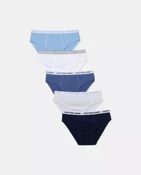 Комплект из пяти однотонных детских трусов Cotton Juice, мультиколор