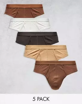 Комплект из пяти трусов в рубчик ASOS DESIGN разных цветов