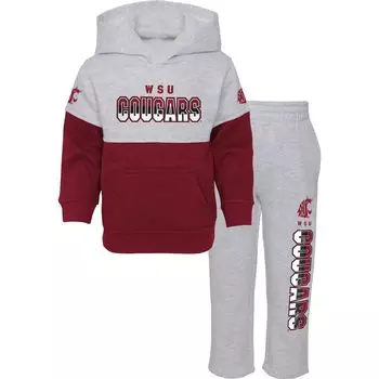 Комплект из пуловера с капюшоном и брюк для малышей Heather Grey/Crimson Washington State Cougars Playmaker Outerstuff