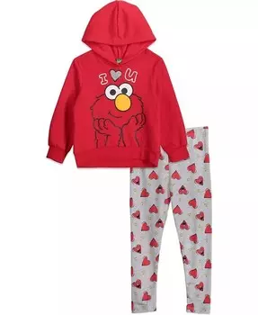 Комплект из радужной флисовой толстовки и леггинсов для младенцев и малышей Sesame Street, красный