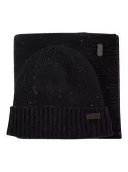 Комплект из ребристого шарфа-бини в крапинку Barbour, черный