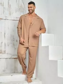 Комплект из рубашки и брюк Manfinity Homme мужской, хаки