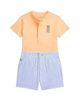 Комплект из рубашки Polo Bear Henley и шорт в сетку для мальчиков - для малышей Ralph Lauren, оранжевый