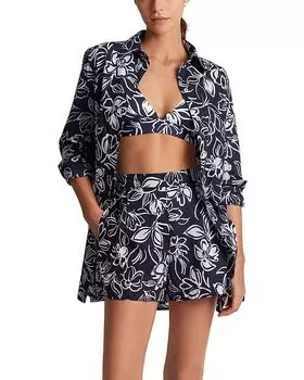 Комплект из рубашки с цветочным принтом и короткого плаща Ralph Lauren, мультиколор