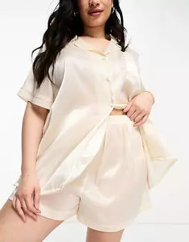 Комплект из рубашки с короткими рукавами и короткими рукавами из тафты цвета слоновой кости для подружек невесты Loungeable Curve