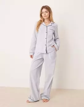 Комплект из рубашки сирсакера с длинными рукавами и брюк Chelsea Peers с полосатым принтом «Морская звезда»