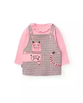 Комплект из сарафана для девочки и боди с длинными рукавами Boboli, розовый