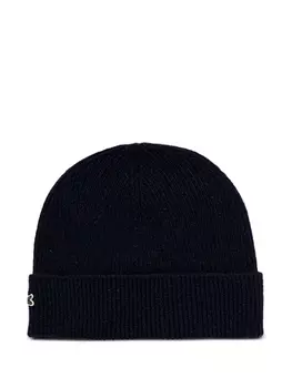 Комплект из шапки бини и шарфа с аппликацией Lacoste, синий