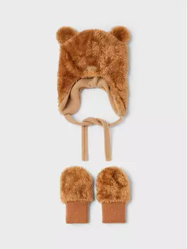 Комплект из шапки и перчаток Name It, коричневый