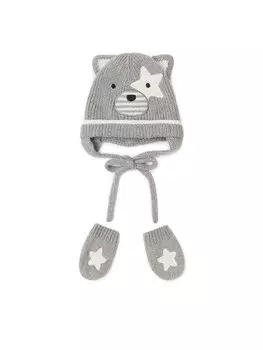 Комплект из шапки и перчаток стандартного кроя Mayoral, серый