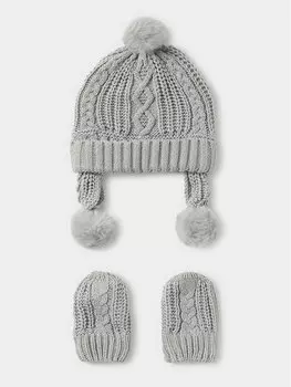 Комплект из шапки и перчаток стандартного кроя Mayoral, серый