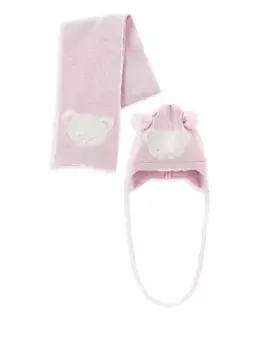 Комплект из шарфа и шапки с помпонами Monnalisa, розовый