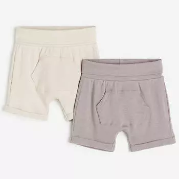 Комплект из шорт H&M Jersey, 2 предмета, серо-коричневый/бежевый