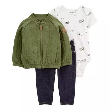 Комплект из стеганой куртки, боди и брюк для мальчика Carter's из 3 предметов, зеленый