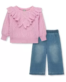 Комплект из свитера и брюк с помпоном Habitual Cable, розовый