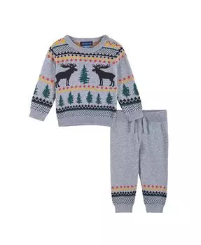 Комплект из свитера с изображением лося для маленьких мальчиков Andy & Evan, серый