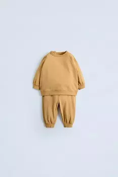 Комплект из свитшота и брюк jogger ZARA, охра
