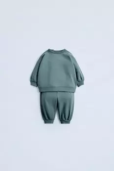 Комплект из свитшота и брюк jogger ZARA, цвет petrol blue
