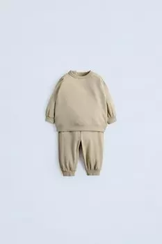 Комплект из свитшота и брюк jogger ZARA, средне-зеленый