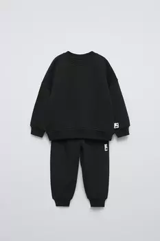 Комплект из свитшота и джоггерсов label ZARA, черный