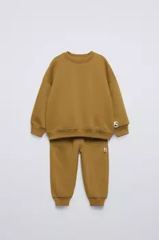 Комплект из свитшота и джоггерсов label ZARA, охра