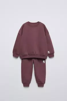 Комплект из свитшота и джоггерсов label ZARA, бордовый