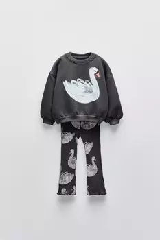 Комплект из свитшота и леггинсов swan flare ZARA, антрацитово-серый
