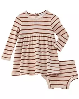 Комплект из теплого платья-трапеции и подгузников Angel Dear из 2 предметов, коричневый