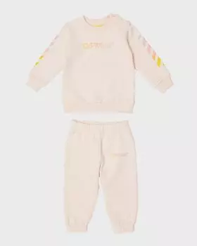 Комплект из толстовки и брюк Arrow Rainbow для девочек, размер 3М-24М Off-White, цвет Pink Multicolor