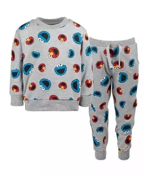Комплект из толстовки и брюк из френч-терри для мальчиков (12 месяцев – 5 лет) Sesame Street, серый