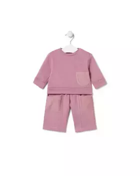 Комплект из толстовки и джоггеров для девочки с круглым логотипом Tous, розовый